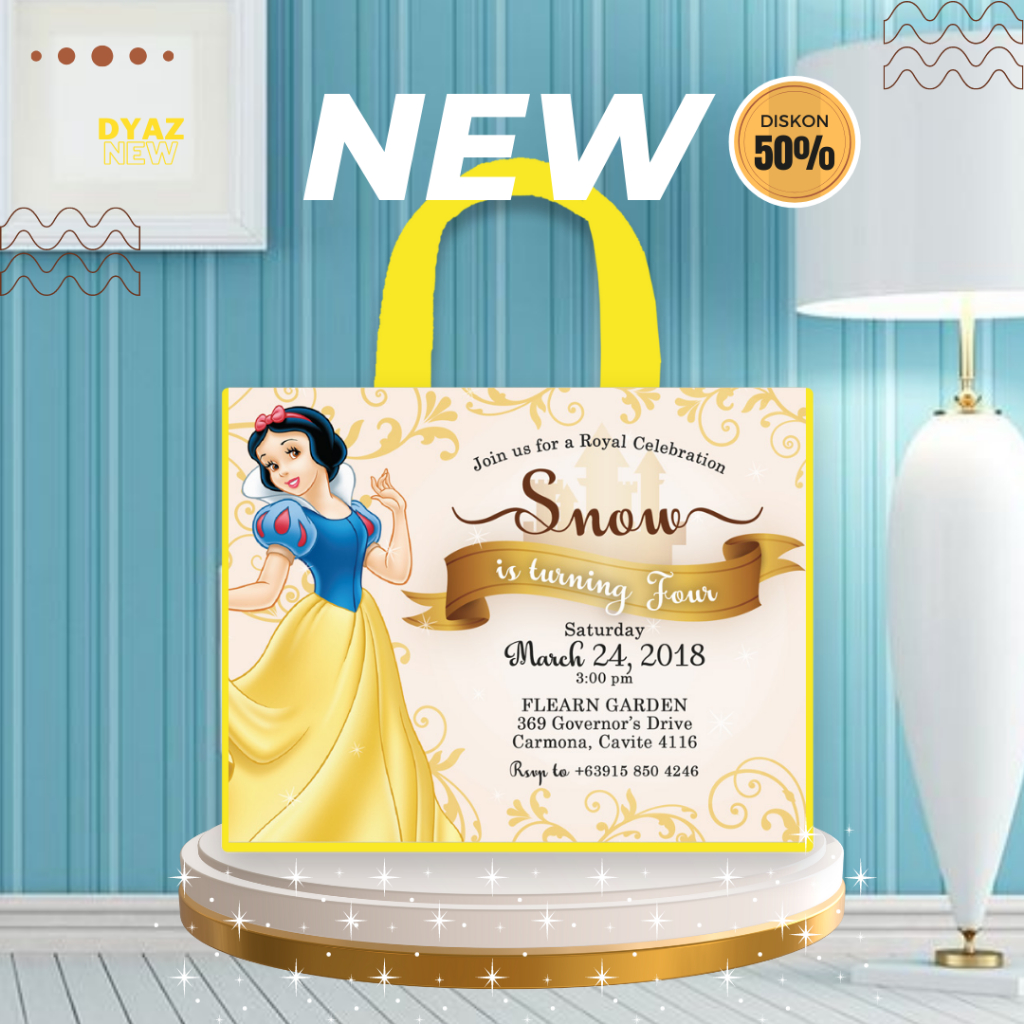 

Tas Ultah Mika Box KFC Custom Princess Snow White Goodiebag Custom Tas Kado Hampers Terbaru