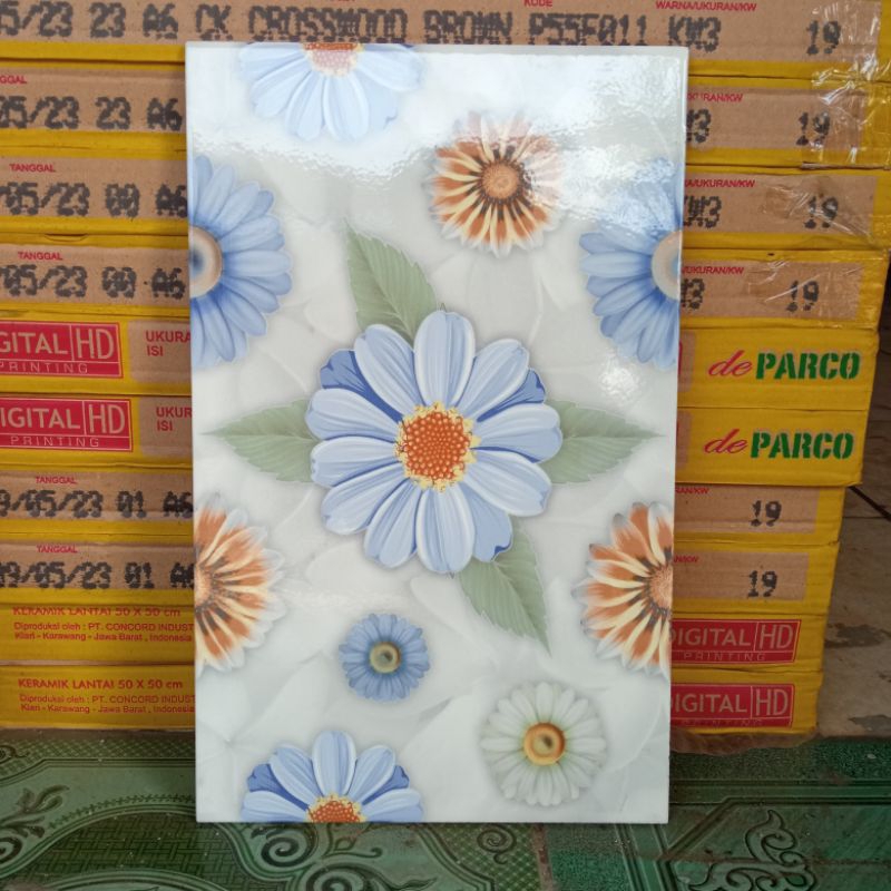 {ONGKIR DILUAR APLIKASI} Keramik Dinding Motif Bunga 25x40 ROSALIA Kw2