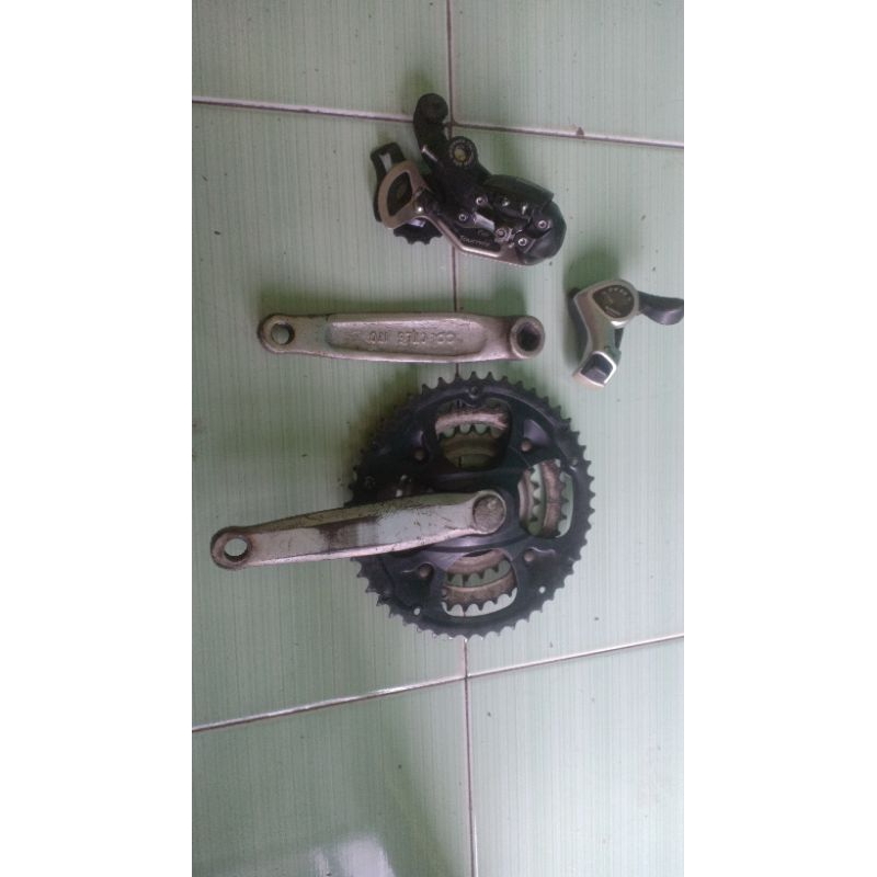 Crank 3 speed. bekas Polygon & RD Shimano Tourney TX 7-8 sp. bonus shifter Shimano.