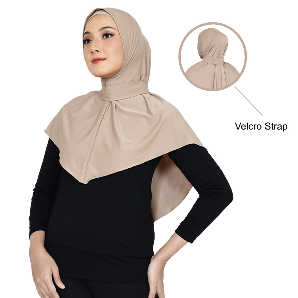 Hijab Sport Instan Jilbab Winter Tali Velcro Perekat Jersy streach / Hijab Senam / Hijab Volly Tanpa