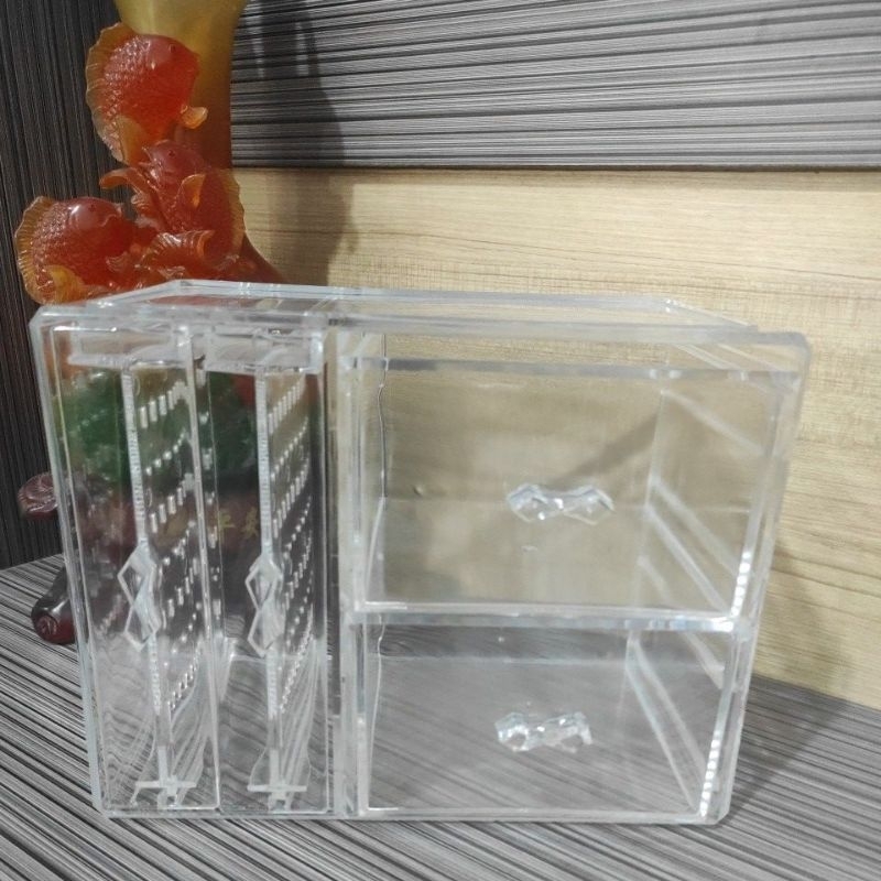 Akrilik makeup organizer 2 drawer + rak anting