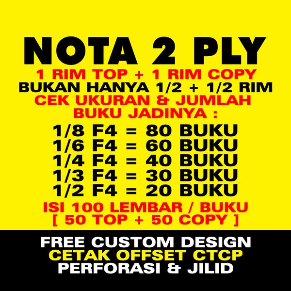 

NOTA 2ply (Rangkap 2)