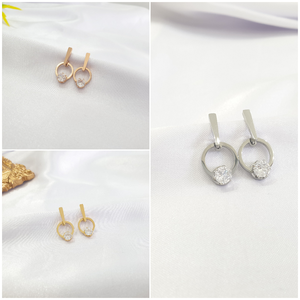 Anting tusuk subang giwang titanium fashion wanita - ATT 24 - Anti karat
