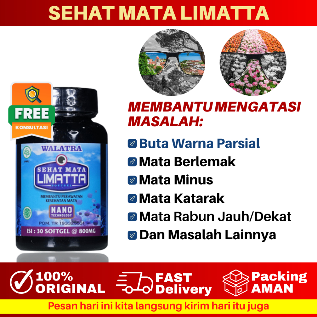 Obat Buta Warna Parsial, Obat Buta Warna, Buta Warna Ringan, Sehat Mata Limatta Softgel Dijamin Asli
