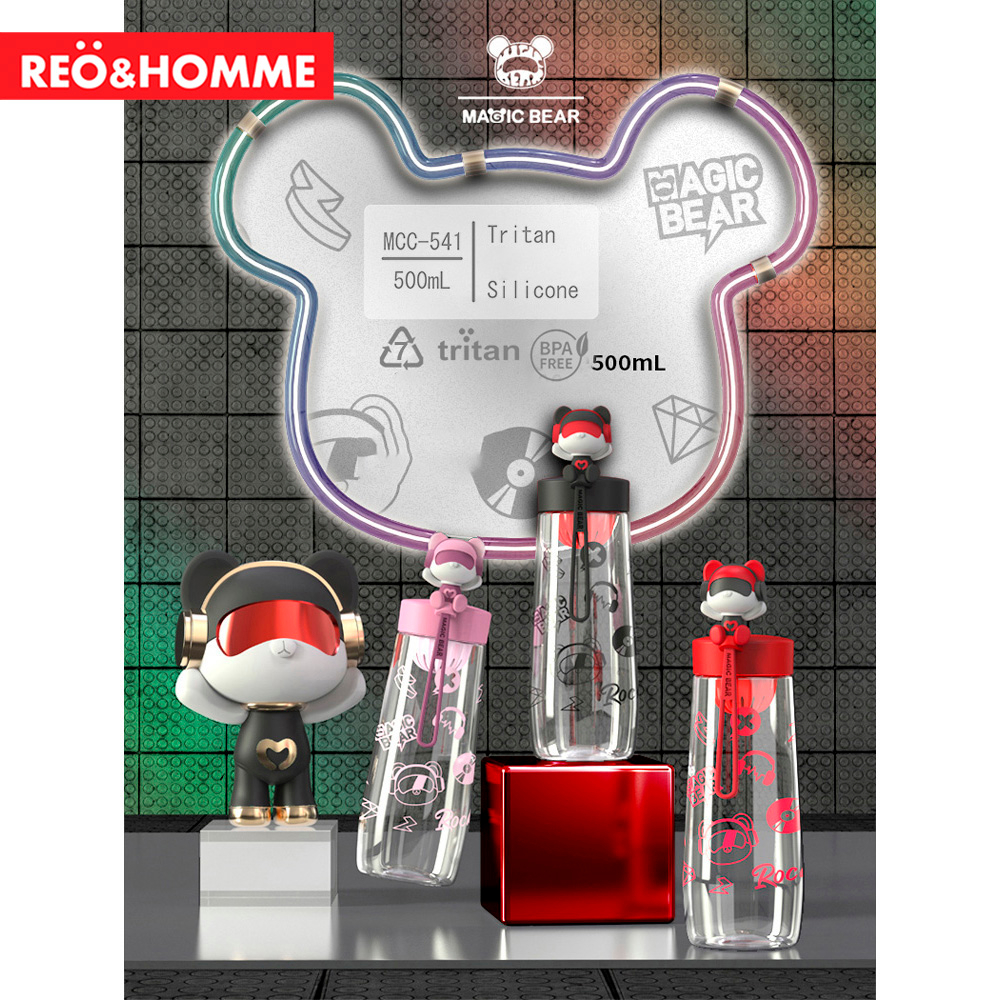 Reo&Homme Botol Minum Plastik Tritan Karakter Anti Bocor 500ml Infuse Water Bottle MCC-541
