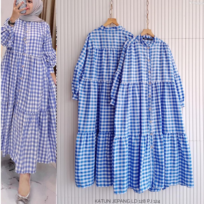 tunik motif flanel katun import / tunik import / tunik trend