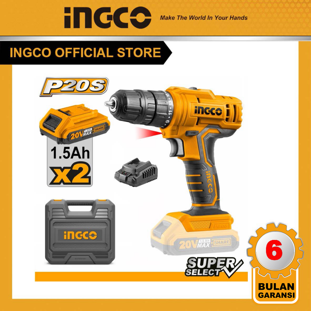 (INGCO) - INGCO MESIN BOR CORDLESS 20V (2B&1FC) CDLI20012