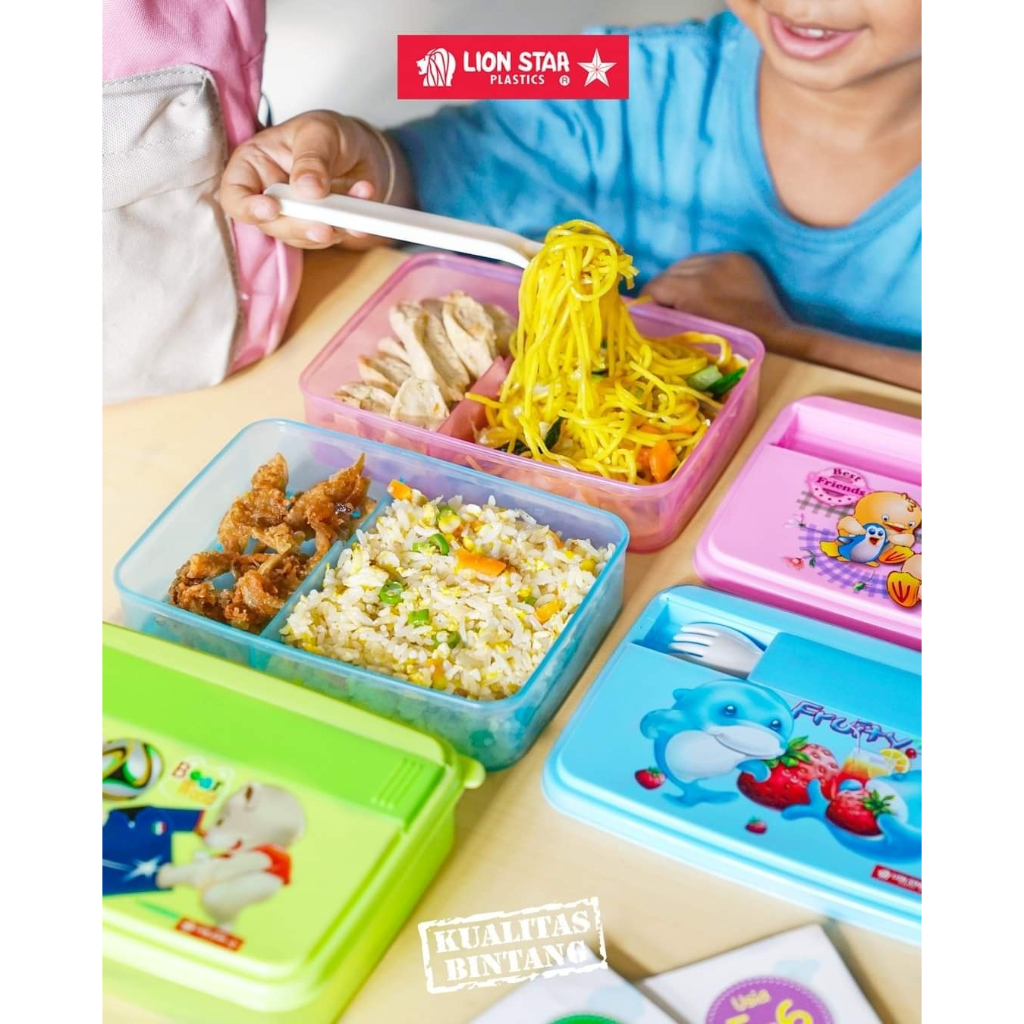 KOTAK MAKAN NASI LUNCH SANDWICH BENTO SEKAT 2 LION STAR MARIO BOX FB-1