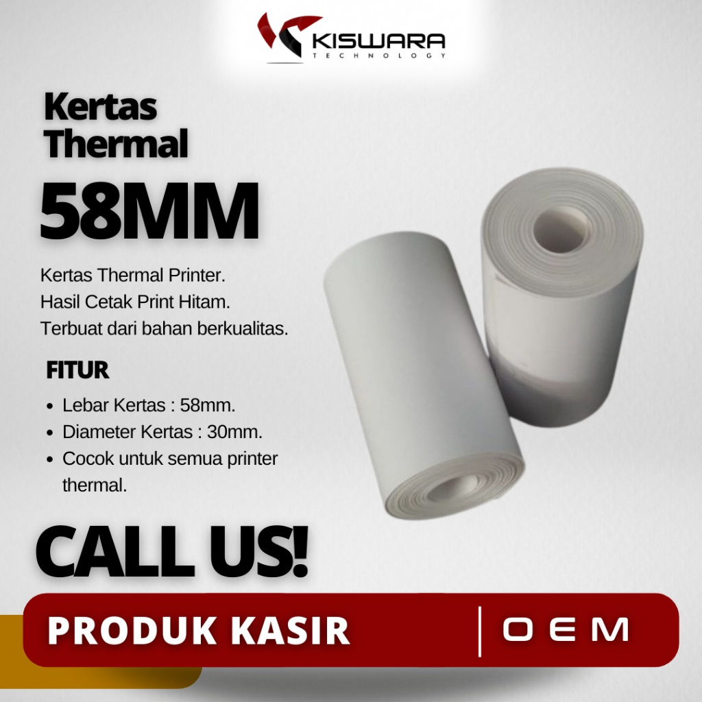 

[TERMURAH] Kertas Thermal 58X30mm Plastick Cover 1 Pack isi 10 Roll