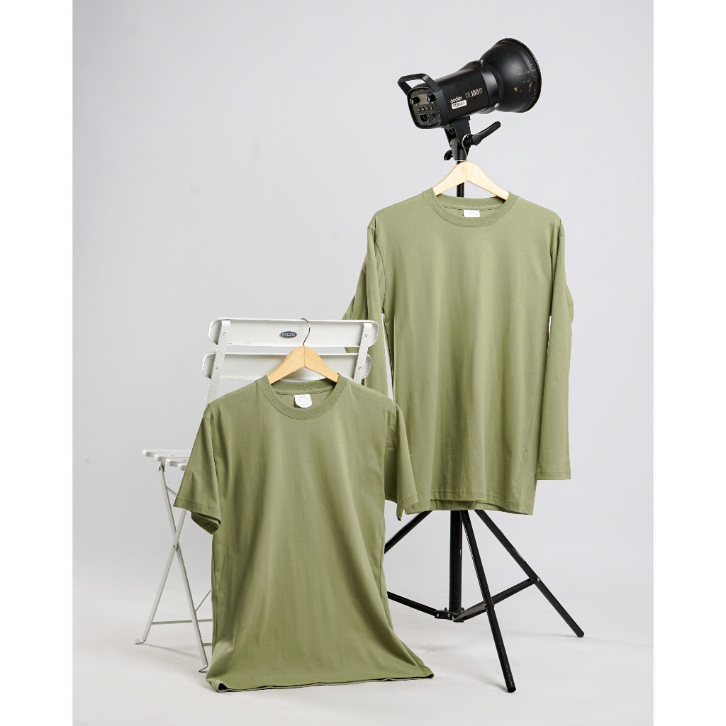 Kaos Sage Green Polos Cotton Combed 24s