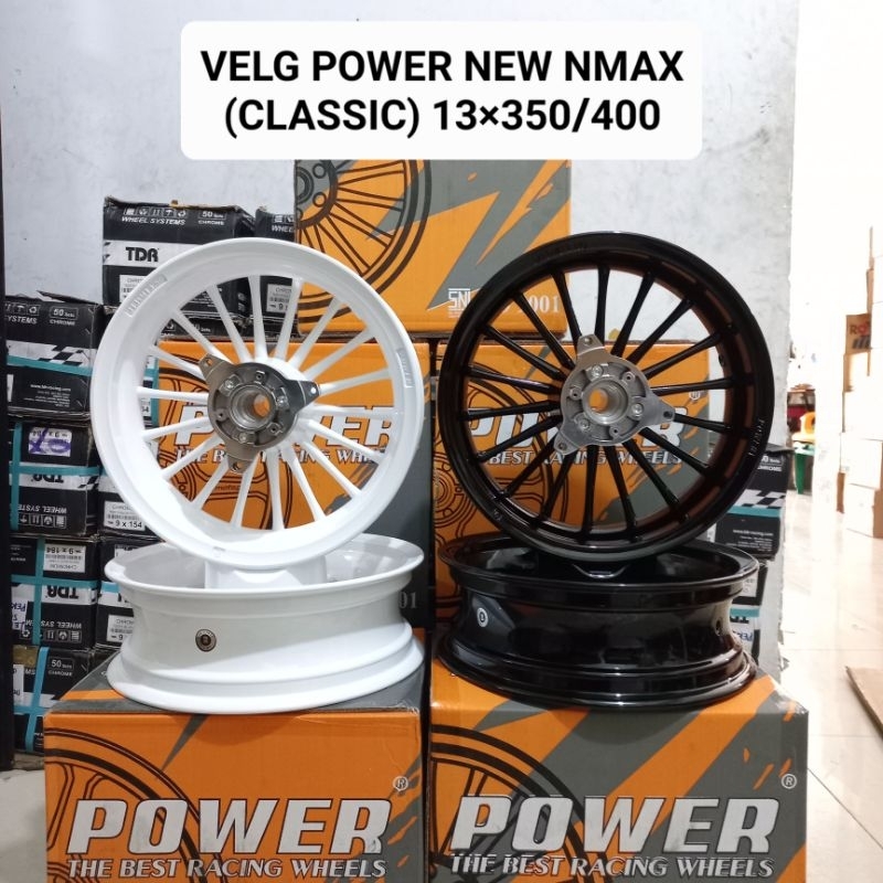 Velg Power New Nmax Classic 350.400.13 Black, White, Chrome