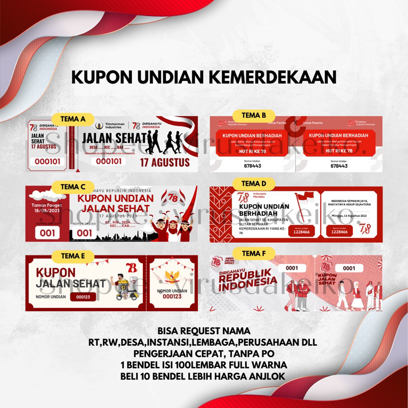 

[[TERMURAH]] PROSES TERCEPAT CETAK KUPON UNDIAN KARCIS 17AN AGUSTUS KEMERDEKAAN JALAN SEHAT JALAN SANTAI DOORPRIZE LOMBA KARNAVAL 77 TAHUN MERDEKA