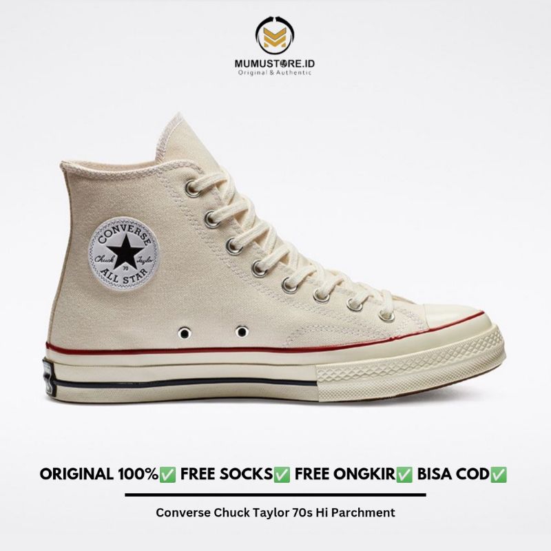Sepatu Kasual Converse Chuck Taylor 70s High White Parchment BNIB