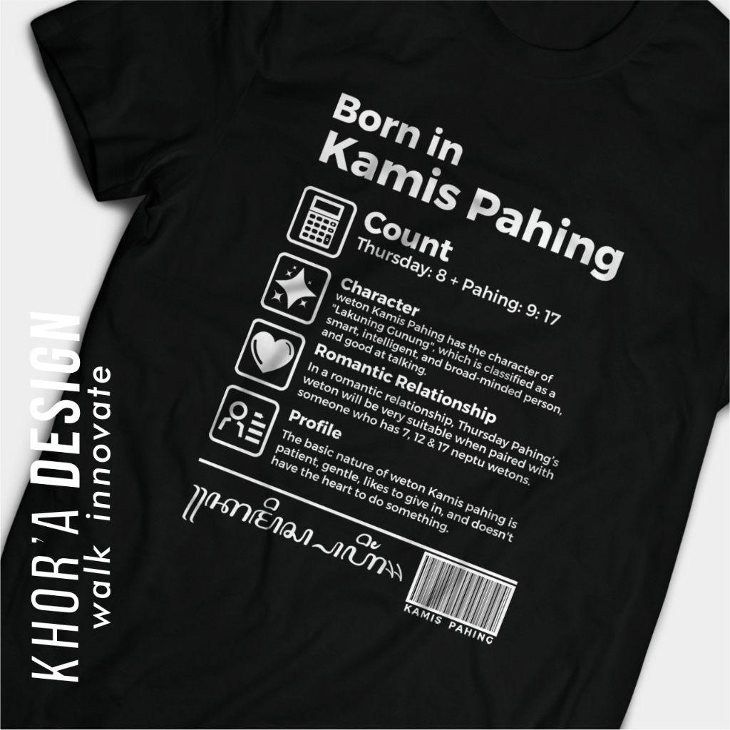 Kaos weton Kamis Pahing culture jawa weton kualitas distro cotton combed 30s