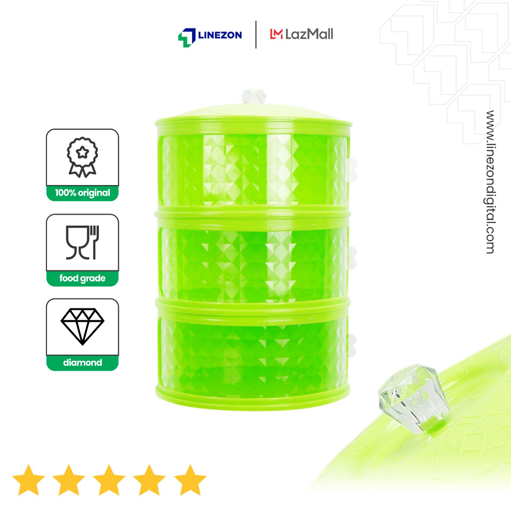 tudung saji 3 susun diamond hijau kuning stabilo / wadah saji susun / tudung saji rak susun 3 susun