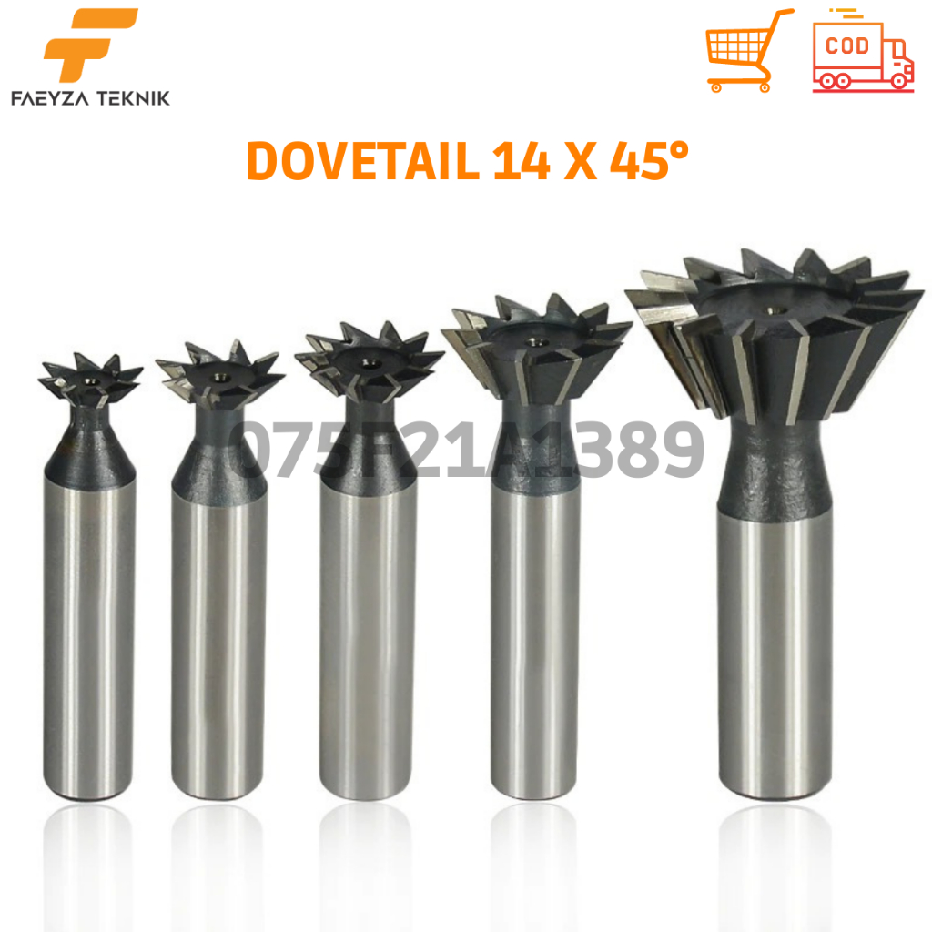 Dove tile Endmill Ekor burung Endmill derajat 14x45° as 12mm hss bukan carbide