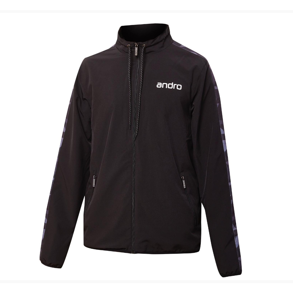 Jaket Jacket Tenis Meja Pingpong Andro Lennox Black Grey Original