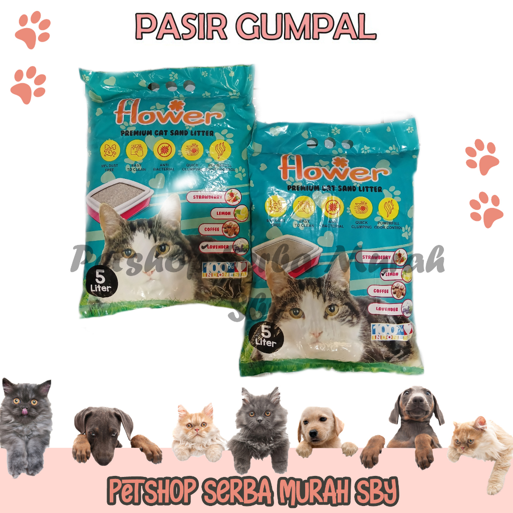 Pasir Kucing Gumpal Wangi Flower 5L - Cat Litter Sand