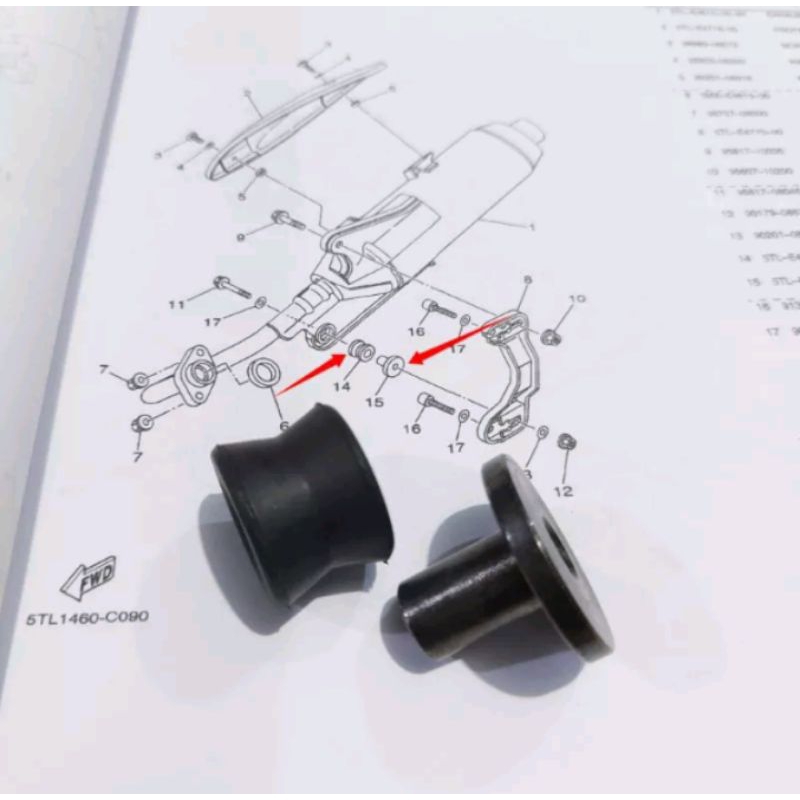 Karet Bosh braket knalpot Yamaha Mio lama sporty smile