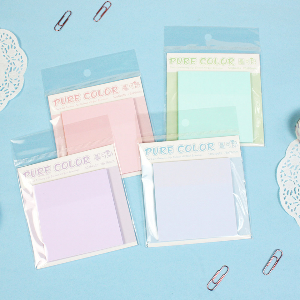 Pure Color Transparent PET Sticky Notes - Sticky Notes Pastel Aesthetic 76x76 - Sticker Memo Tembus 