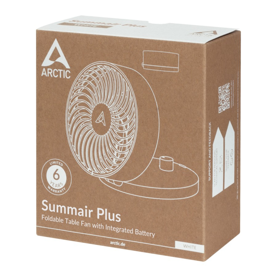 ARCTIC Summair Plus Foldable Table Fan with Integrated Battery - White