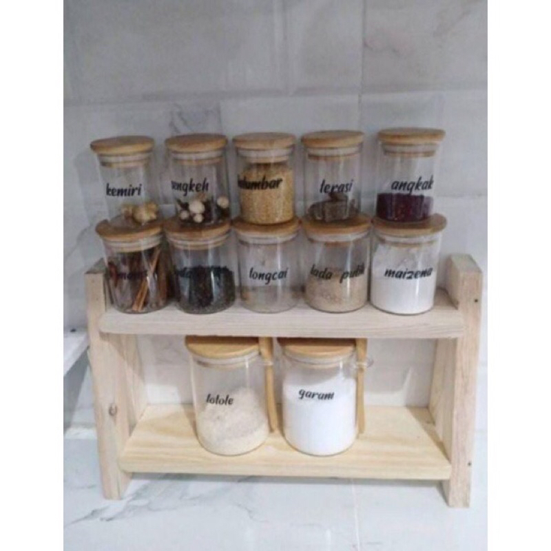Rak Bumbu Dapur Kayu Tempat Buku Rak Foto Rak Toples Rak Makeup Rak Serbaguna Ambalan Kayu Dinding P