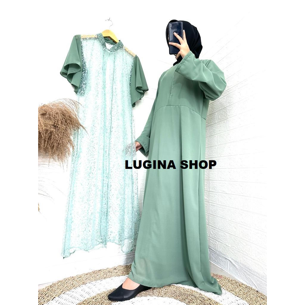 LGN - BAJU GAMIS MUSLIM GEORGINA SET ROMPI BRUKAT PREMIUM M L XL