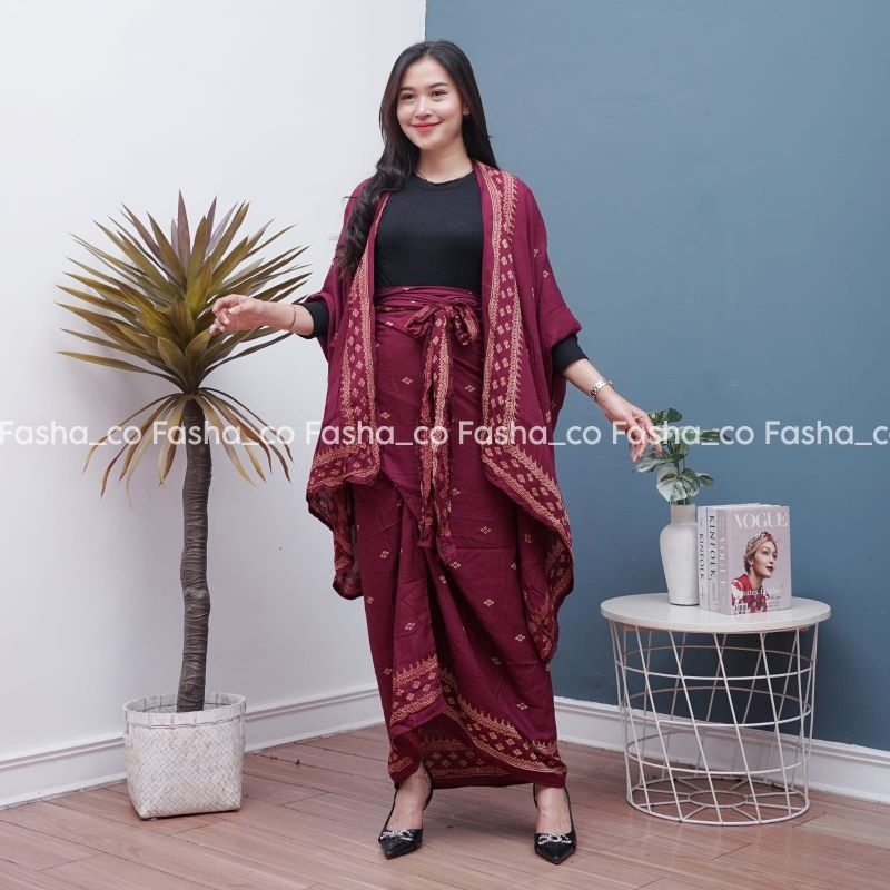 Cardigan Batik Wanita Modern one set rok lilit Baju kondangan wanita modern