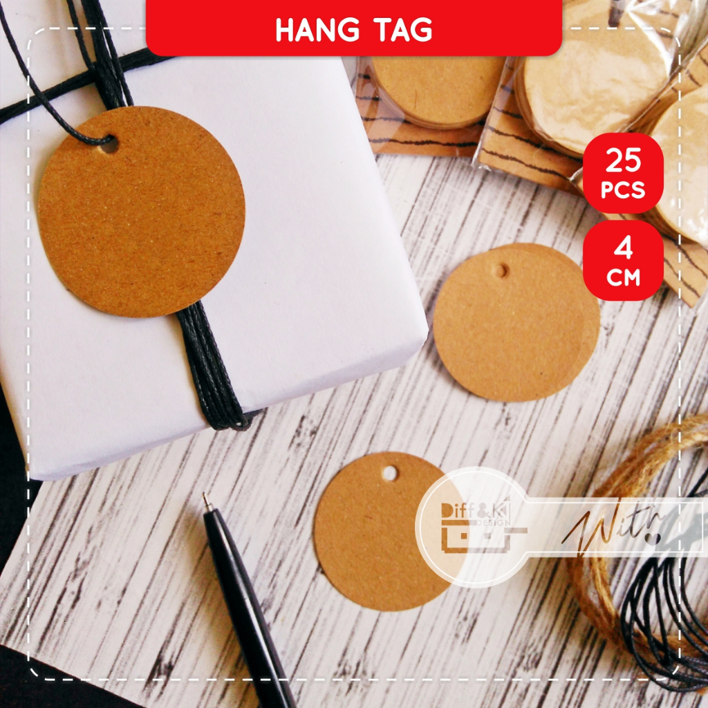 

Label Hang Tag Polos Bulat 4cm Kraft Rustic Vintage Wrapping Classic Coklat Hampers DIY Produk Craft Packaging Packing