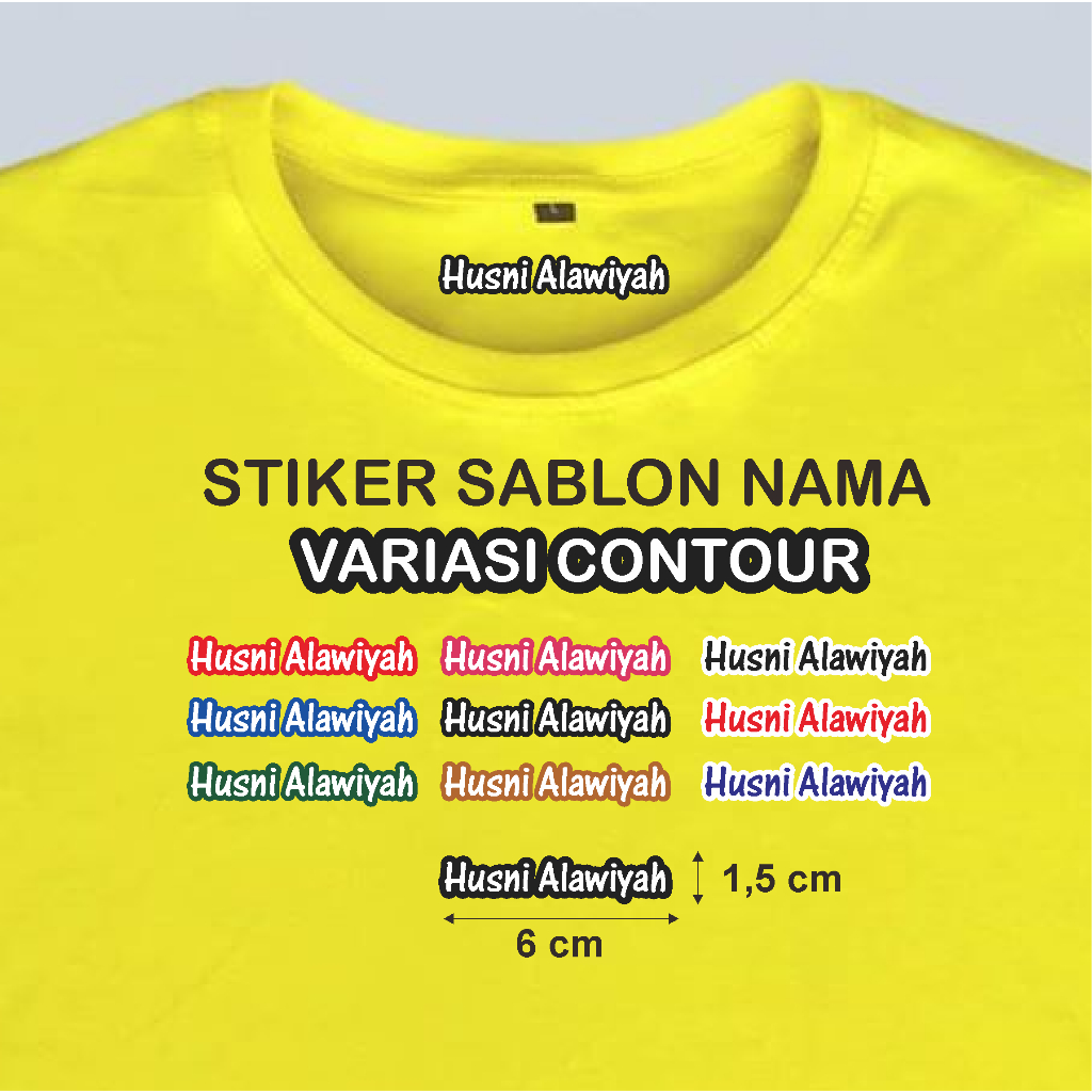 

Stiker Nama Setrika Sablon DTF Contour Kaos/Baju Min Pembelian 20 PCS Termurah