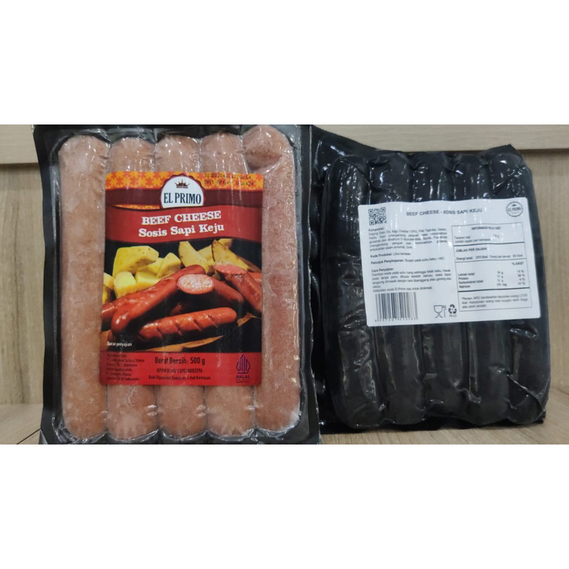 

ELPRIMO SOSIS SAPI DAGING KEJU / BEEF CHEESE SAUSAGE 500 gr