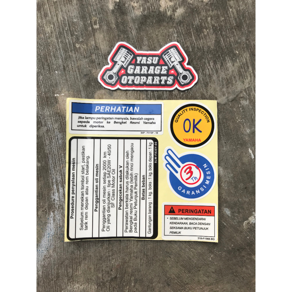 Stiker sticker logo warning peringatan yamaha mio sporty smile soul nouvo