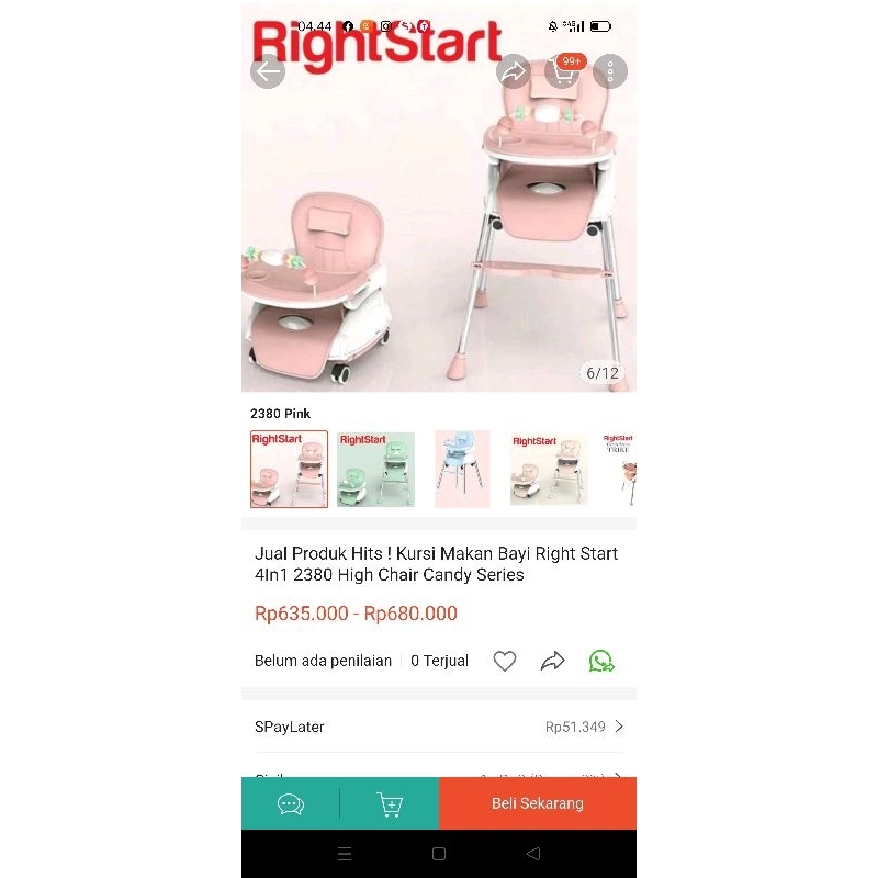Preloved kursi makan bayi merk Right Start