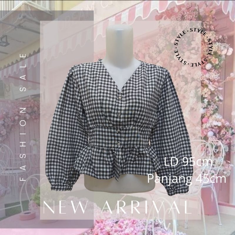 ATASAN CROP korea bahan katun lengan balon