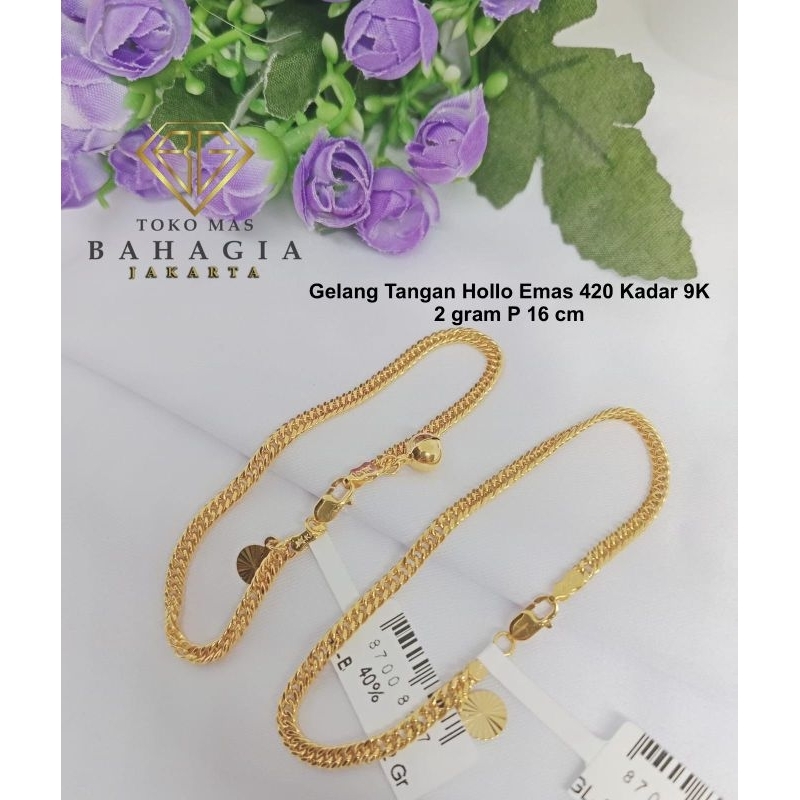 Gelang Tangan Model Hollo Emas 420 Kadar 9K