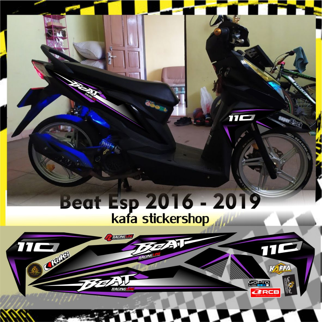 Stiker Beat Esp Beat Street Striping Variasi Beat Fi New List Polet Motif Ungu