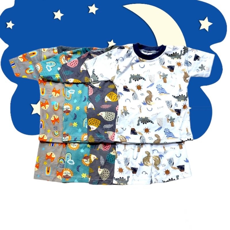 SETELAN BAJU PIYAMA ANAK PEREMPUAN LAKI-LAKI USIA 1 - 2 TAHUN BAHAN KATUN SISA PABRIK VELVET