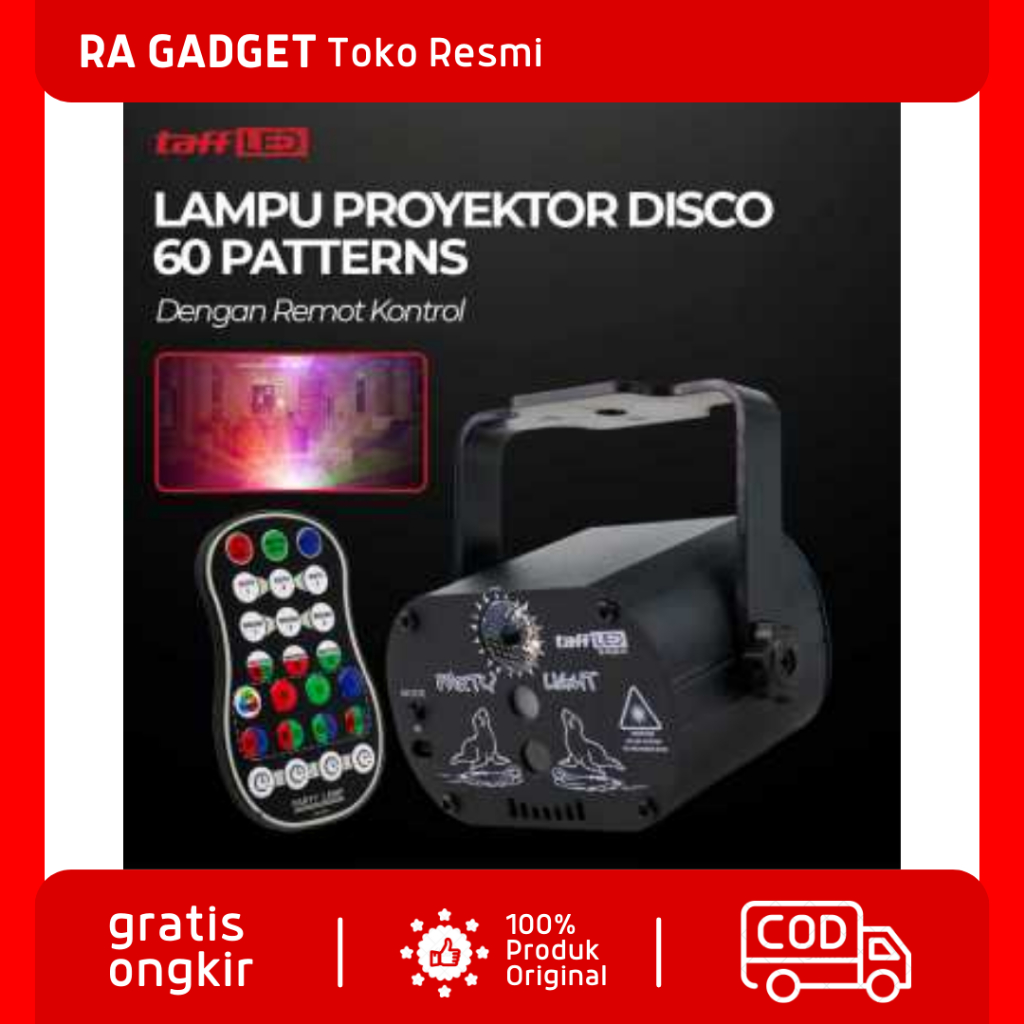 Lampu Proyektor Disco USB 60 Patterns 240V with Remote Control / Lampu Disko Proyektor Bergerak Rgb 