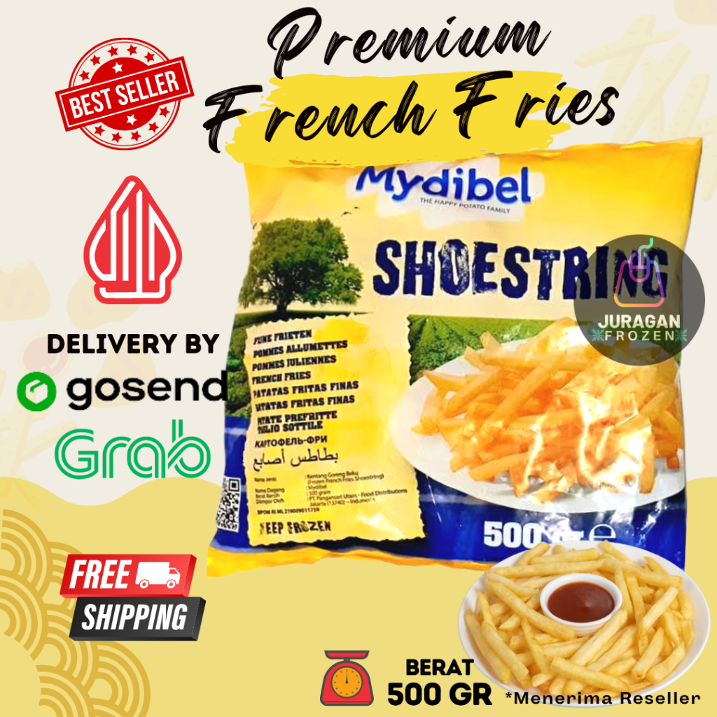 KENTANG GORENG FRENCH FRIES MYDIBLE SHOESTRING 500gr FROZEN KILOAN ALA HOTEL IMPORT