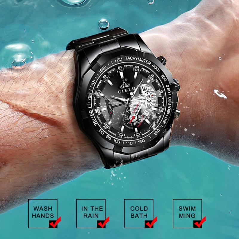 CIELO S001 Jam Tangan Pria Anti Air Original Luxury Stainless Steel COD Free BOX+Kartu-3