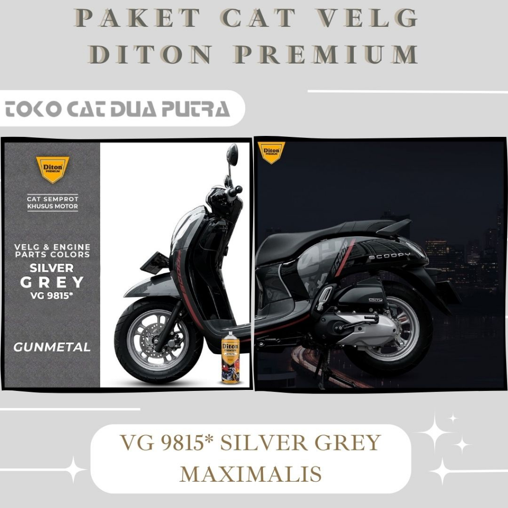 Paket Cat Velg MAXIMALIS Diton Premium VG 9815 Silver Grey (Gun Metal)