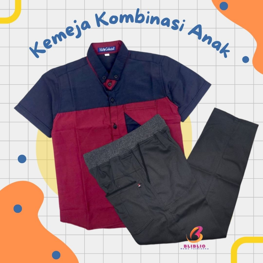 Bisa COD/Gratis Ongkos Pengiriman/Setelan Kemeja Kombinasi Anak dan Celana Chinos Berkualitas Tinggi