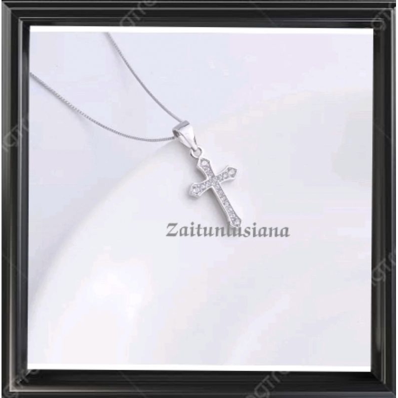 Kalung titanium Pria Wanita Kalung Salib Aksesoris Fashion Anti Karat Liontin Salib Permata