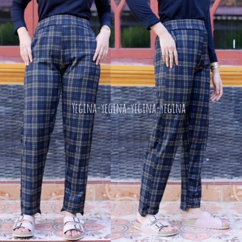CELANA LUNA PANTS SCUBA KOTAK PREMIUM/BAGGYPANTS WANITA JUMBO/CELANA TARTAN