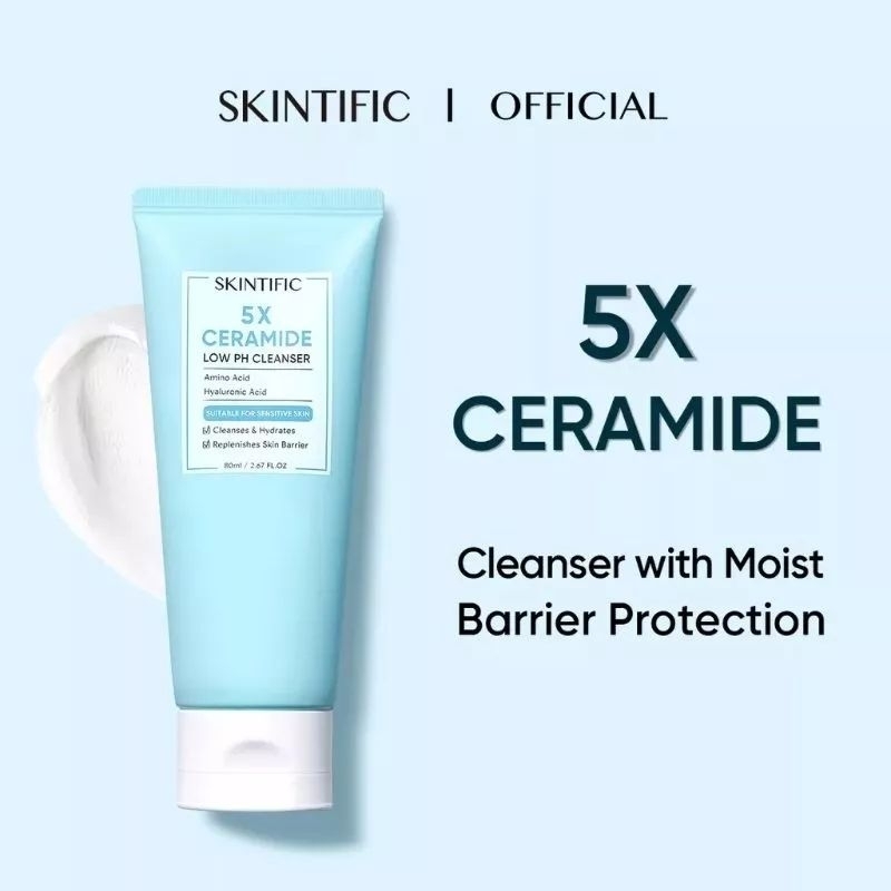 [ SKINTIFIC ] 5× Ceramide Low PH Cleanser Amino Acid Hyaluronic Acid Facial Wash Cleanser 80ml