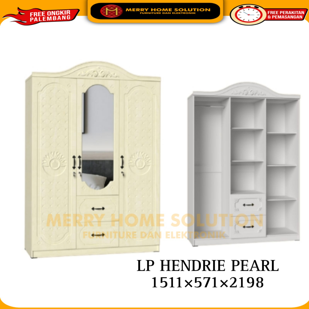 olympic lemari pakaian minimalis murah 3 pintu WRTM HENDRIE PEARL