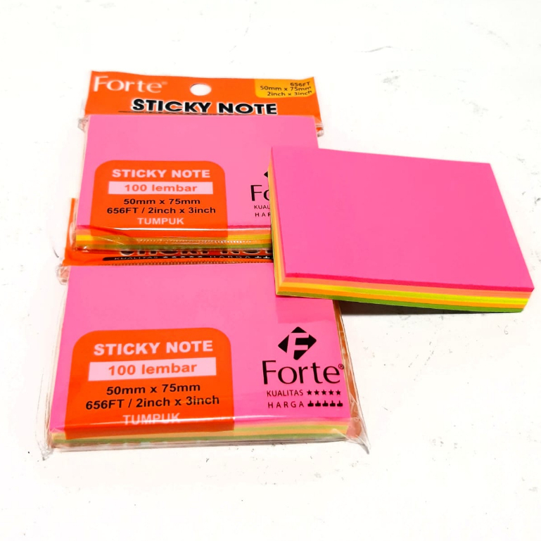 

HARGA GROSIR (1PACKS/100LBR ) MEMO /STICKY NOTE 2X3inch TUMPUK FORTE (5WARNA)