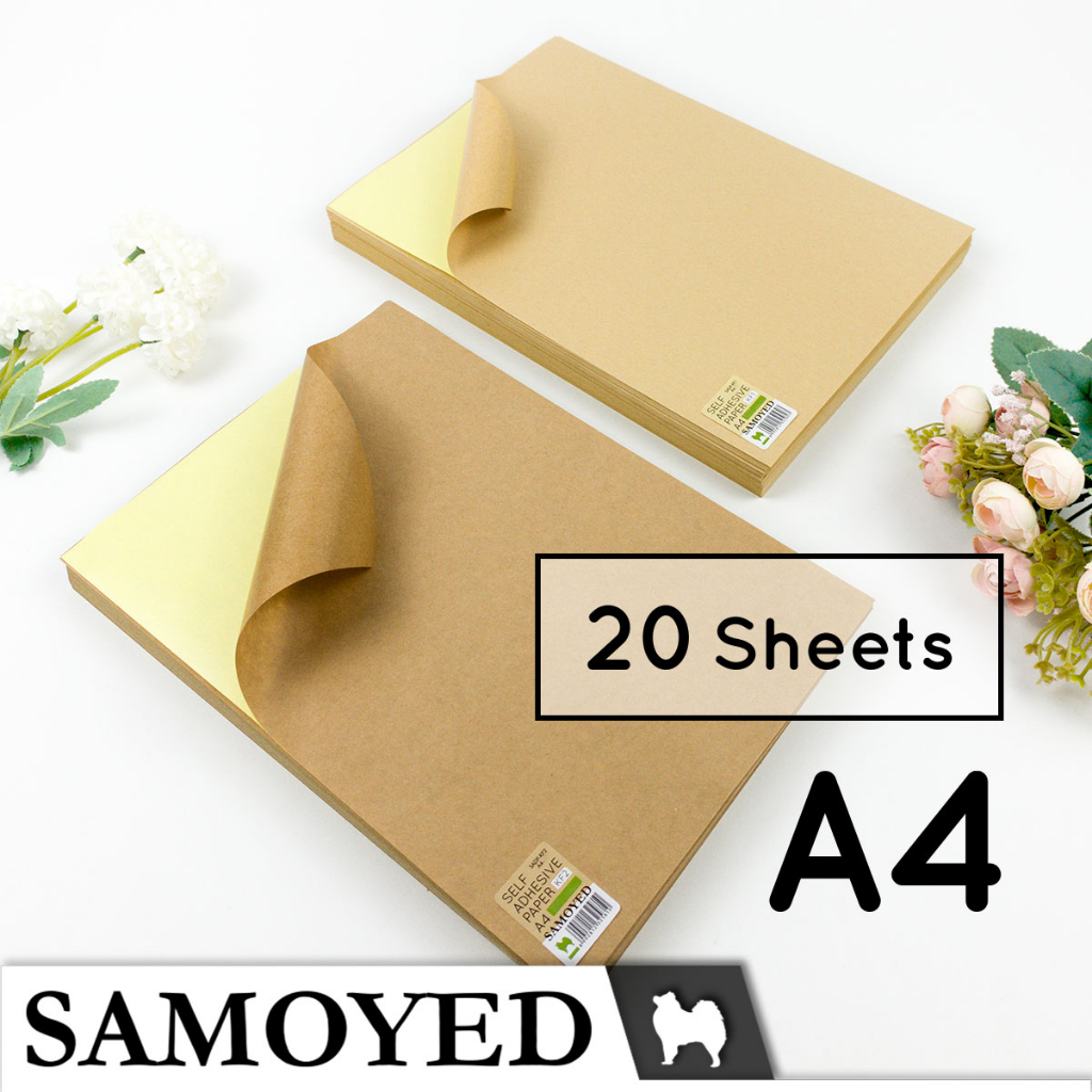 

Kertas Label / Stiker Kraft / Coklat / Samson / Brown Sticker / Self Adhesive Paper / Labels Samoyed SADP-KF A4 20 Sheets