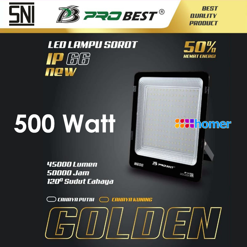 PROBEST Golden Lampu LED sorot Lampu tembak LED ip66 SNI waterproof 500w 500watt 500 w 500 watt Lamp