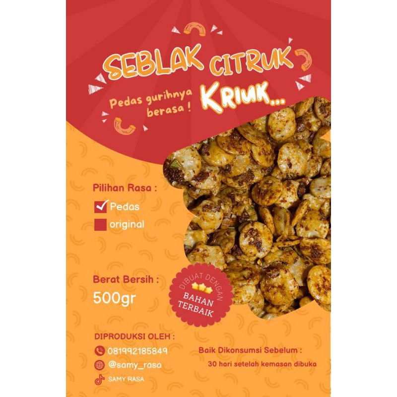 

Makanan Ringan|Snack Seblak Citruk|Pedas Gurih Renyah 500gr